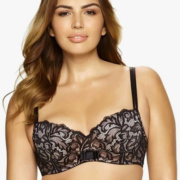 Paramour by Felina Sophia full figure balconette counter bra In Black Lace NWT - Picture 3 of 12